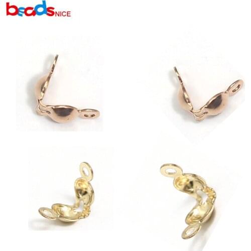 Beadsnice ID39864smt2 10pcs/lot Gold Filled Bead Tips Clamshell Bead Tip Necklace End tips Wholesale Findings