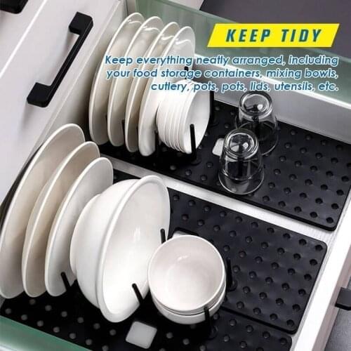 Creative New Adjustable Countertop Split Drain Organizer Kitchen Retractable Drain Dish Rack Non-slip Dish