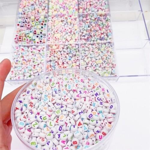 Peixin 300Pcs 4x7mm High Quality Colorful Letter Beads Flat Beads Clear Enamel Loose Spaced Beads For Jewelry Making Supplies