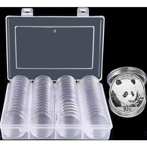 Empty Transparent Round 41mm Direct Fit Coin box Holder Display Collection Case With Storage Box For 1 oz American Silver Eagles