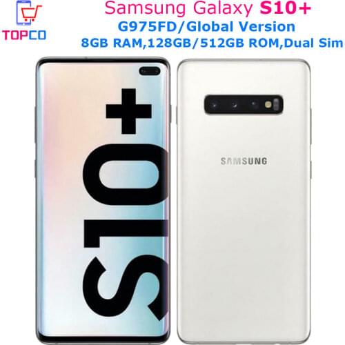 Samsung Galaxy S10+ S10 Plus G975FD Global version Unlocked Mobile Phone Octa Core 6.4" Dual SIM 16MP&Dual 12MP 8GB&128GB NFC