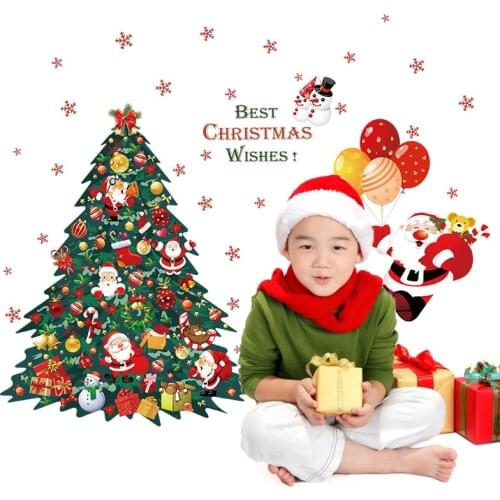 Christmas Wall Stickers Christmas Tree Home Decor Santa Claus Vinyl Wall Decals Adesivo De Parede 3D DIY Holiday Decoration