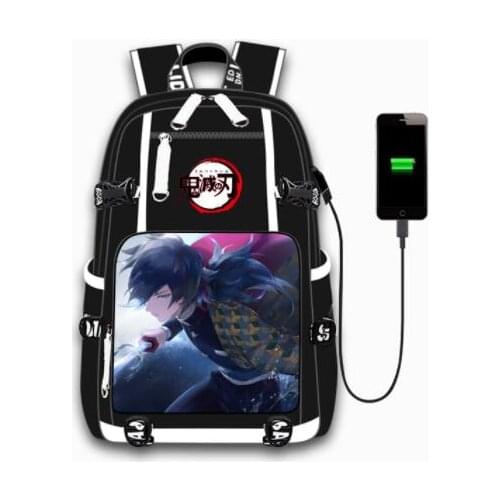 Demon Slayer USB Port Backpack Bag Kamado Tanjirou Agatsuma Zenitsu Costume Kimono Cosplay Shoulder Bag