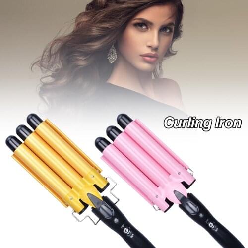 3 Barrel Curling Iron Wand Tourmaline Triple Barrels Hair Waver Hair Crimper Create Natural Curls & Universal Conversion Plug