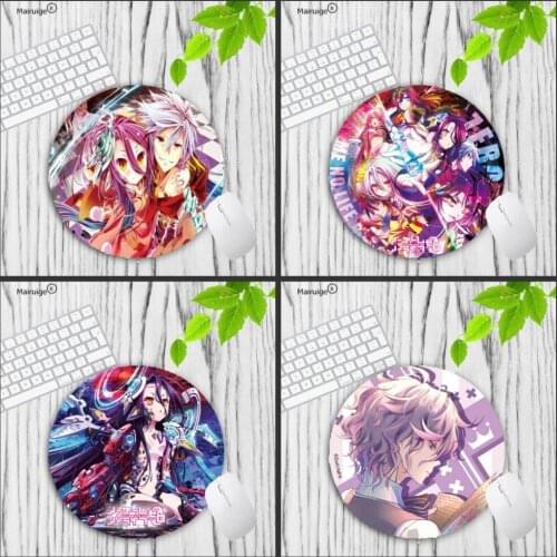Mairuige Hot Sales Anime Game No Life Silicone Pad to Mouse Game Size for 20X20CM 22X22CM Round Rubber Mousemats