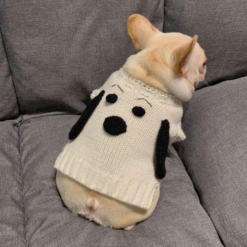 Cartoon Dog Sweater Classics Plaid Dog Knit Sweaters Small Medium Dogs Cats Winter Warm Clothes Pet Clothing For Chihuahua Pug