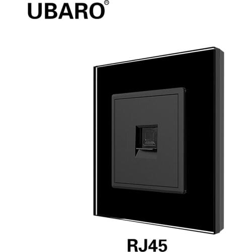 UBARO 86*86 Crystal Tempered Glass TV Computer Weak Current Signal Connection Wall Socket Steckdose Pared Power Outlet Sockets