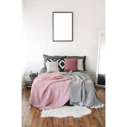 Photo Background Brick Wall Bed Blanket Mirror Vinyl Photography Backdrop for Children Baby Portrait Toy Room Photoshoot Props