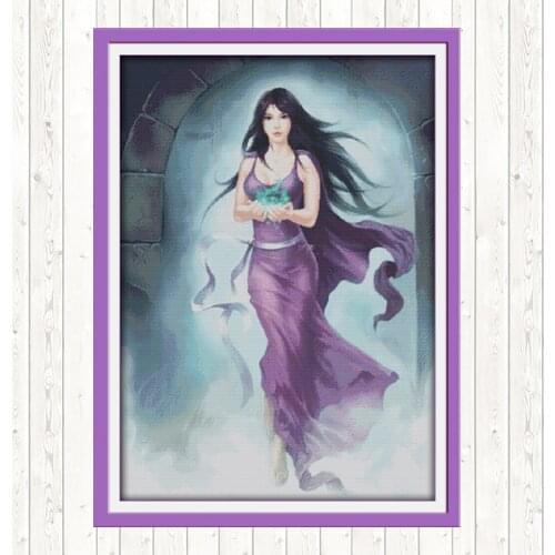 A Magic Woman DIY Needlework Crafts DMC Cotton Thread Printed Canvas 14CT 11CT Counted and Stamped Cross Stitch Embroidery Kits