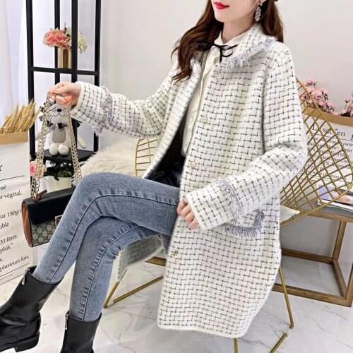 Imitation Mink velvet Jacket Womens Thick Coat 2021 New Autumn Winter Korean loose Cardigan Plus size knitting Sweater Trend