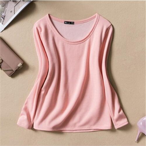 Sanishroly Autumn Winter Women Long Sleeve T-Shirts Warm Thick Velvet T Shirt Tee Ladies Bottoming T Shirts Tops Plus Size SE625