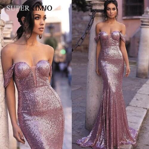 SuperKimJo Purple Sequin Evening Dresses Long Luxury Sparkle Mermaid Women Sexy Formal Dress Vestidos De Graduacion Largos 2019