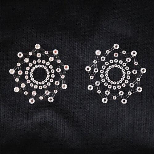 1 Pair Flower Shape Paste Breast Bra Sequin Adhesive Erotic Lingerie Stickers Nipple Cover Milk Paste for Sexy Women