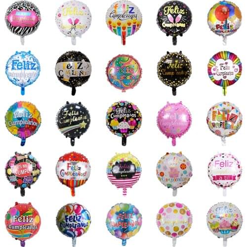 10pcs 18inch Spanish Birthday Balloons Feliz Cumpleanos Holiday Birthday Party Decoration Round Helium Balloon Kids Toys Globos