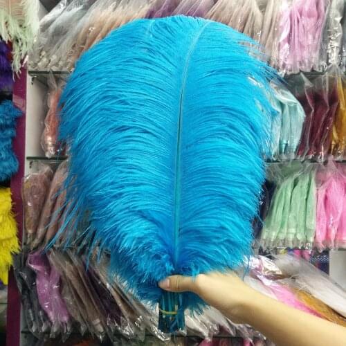10pcs Wholesale 16-18 inch/40-45 cm Sky Blue Natural Ostrich Feathers For Crafts Plumes Jewelry Making Wedding Decoration