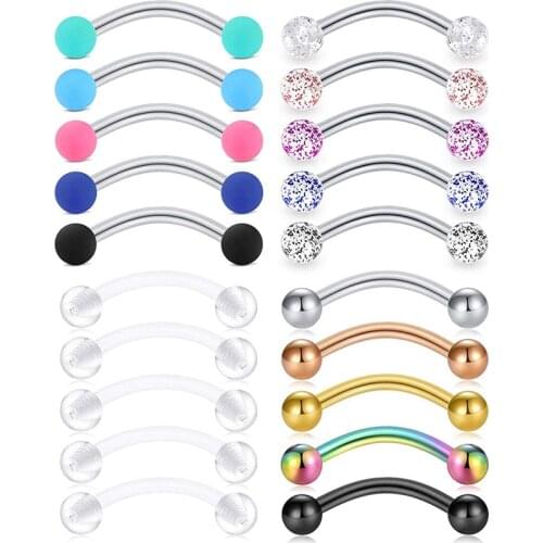 16G Curved Barbell Rook Piericng Earring Eyebrow Tragus Conch Earring Lip Piercing Belly Navel Rings Jewelry 10MM