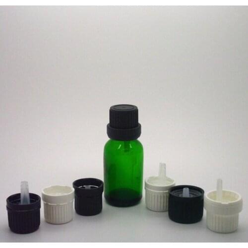 200pcs/lot 15 ml green glass bottles with tamper proof cap and reducer dropper insert essential oil bottle