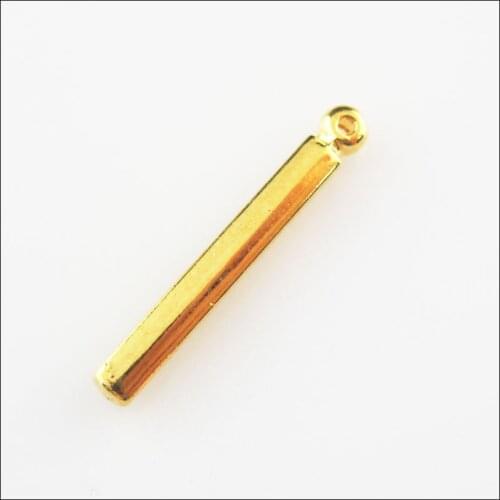 25Pcs Gold Color Tiny Column Shape Charms Pendants 3.2x26mm