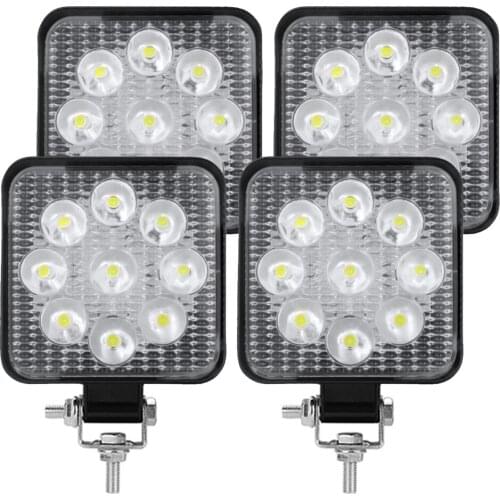 27W Work Light 12V Car LED Spotlight 9 LED Square Lights Auto Truck Off Road Mini Led Offroad Night Driving Lighting Fog Lamp