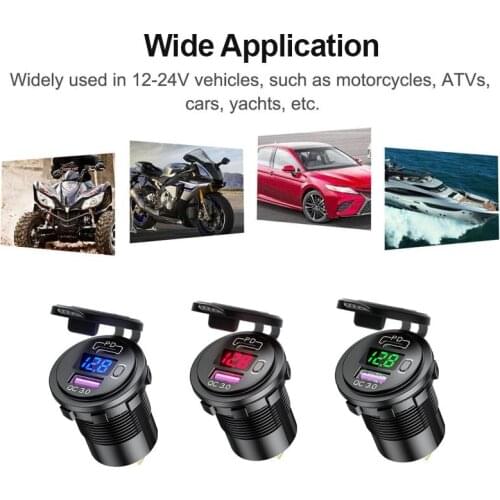 3.0 USB SUV Car Charger 12V 24V Quick Charge Waterproof 18W Type C PD Outlet Fast Charger with ON OFF Power Switch