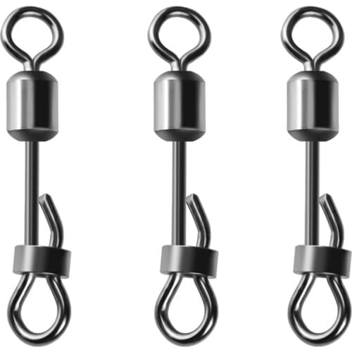 30PCS Fishing Connector 2# 4# 6# Stainless Steel Pin Bearing Rolling Swivel Snap Pins Articulos De Pesca Fishing Tackle