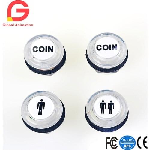 4 Pcs/Lot 5V LED Illuminated Push Button 1P/2P Player Start Buttons /2x Coin Buttons for MAME / JAMMA / Fighting Games / Arcade