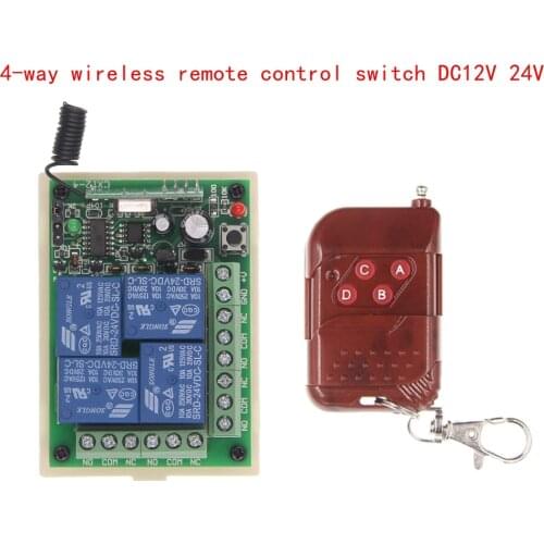 Wireless Remote Control Switch DC12V24V Four-Way Receiver Parking Garage Gate Lift Motor Forward And Reverse