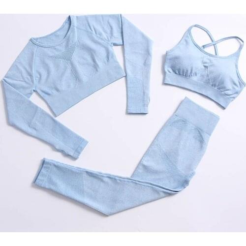 Seamless Yoga Set Women Crop Top Bra High Waist Sport Leggings Fitness Suit Workout Outfit Sport Gym Wear Running Tracksuit