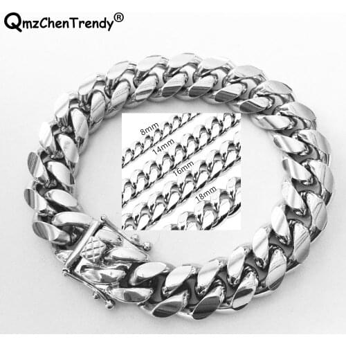 Promotion Stainless Steel Women Miami Curb Cuban Chain Bracelet Dragon Casting Clasp Bangle Hip hop Jewelry News Mens Bracelet