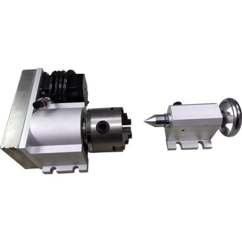 CNC 4th Axis A Axis Three Jaw Chuck 80mm Rotary Axis CNC Tailstock With Dust Cover Engraving Machine CNC Machine Tools