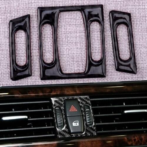 CITALL 3Pcs/Set Car Central Air Vent Outlet Cover Trim Fit For BMW 5 Series E60 2004 2005 2006 2007 2008 2009 2010 Carbon Fiber