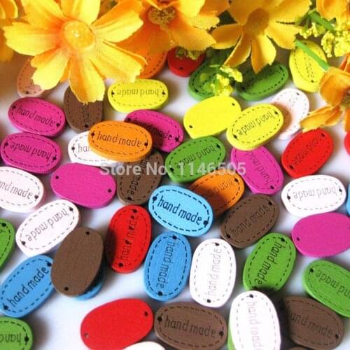 200PCS/LOT New arrival wooden button Decorative plaque handmade label mark Diy Needs Home decor bulk buttons mixed for crafts