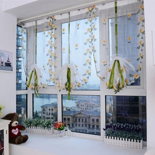 For Living Room the Bedroom Kitchen Panel Draperies and Blinds + 4 Hangers Modern Floral Tulle Window Treatments Sheer Curtains
