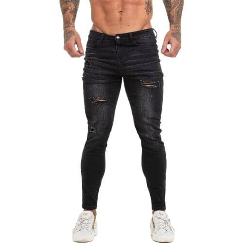 Gingtto Skinny Jeans Men Slim Fit Ripped Mens Jeans Big and Tall Stretch Black Men Jeans for Men Distressed Elastic Waist zm144