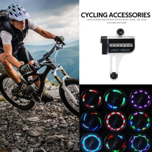 Bicycle Cycling Bike Tyre Tire Wheel Valve 14 LED Flash Spoke Warning Light Lamp Bike Spoke Decorations Bicycle Lights