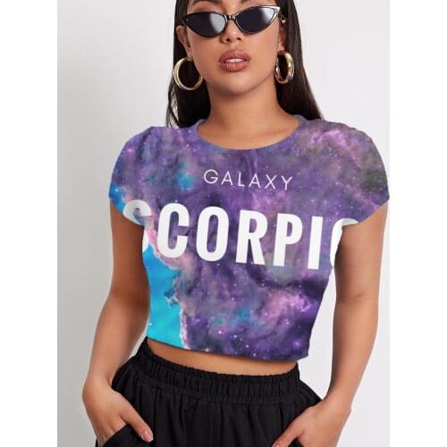 3d Tshirt Scorpio T-shirt Women Galaxy Tshirts Casual Nebula Tshirt Printed Colorful Navel Bare Womens Clothing Summer Short