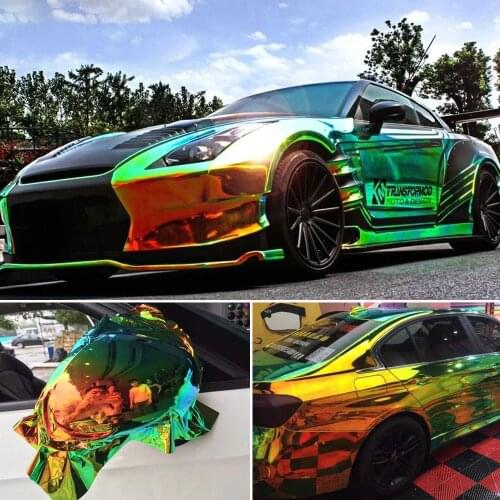 Holographic Chameleon Orange Green Chorme Car Vinyl Wrap Film Decal Stickers 1.35M x 2M/3M/4M/5M/6M