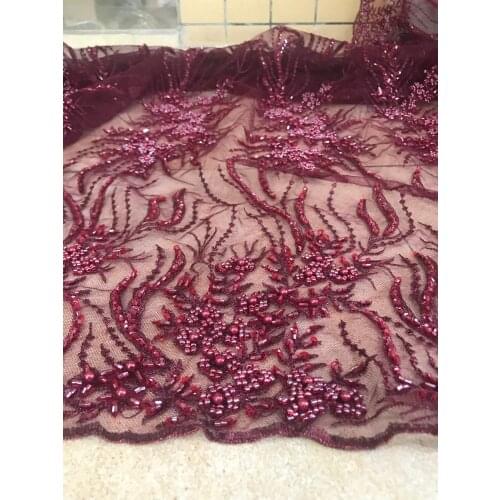 Hot selling nigerian beaded Embroidered tull net lace fabric with good quality L-988810 for wedding dress