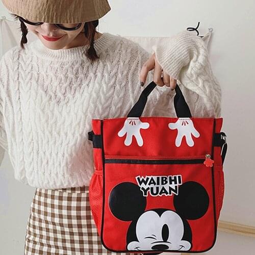 Disney Mickey Canvas Bag Shoulder Bag Boys And Girls Handbag School Tutor Bag Elementary And Middle School Students Schoolbag