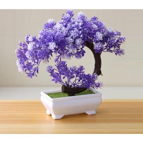 Artificial Plants Potted Bonsai Simulation Fake Potted Bonsai Fake Tree Flowers Potted Ornaments Garden Desk Home Decor