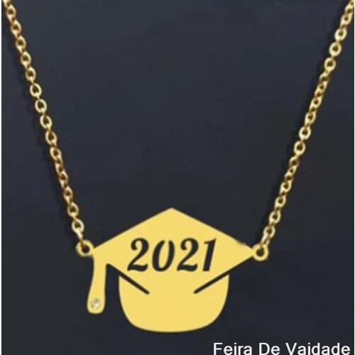 Dainty CZ Dr Hat Graduation Necklace For Women Best Friends Gifts Minimalist Jewelry Stainless Steel Gold Graduation Bracelet