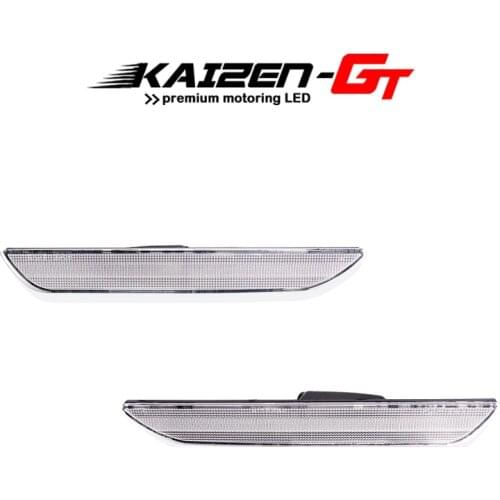 Kaizen-GT 2PCS Smoked Black / Clear Lens Car Rear Bumper Reflector Side Marker Light Cover Housings For 2015-2018 Ford Mustang