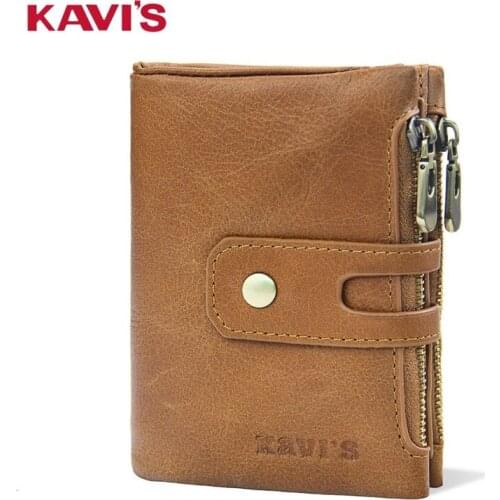 Genuine Leather Man Wallet Mens Wallet Leather Wallet Fashion Double Zipper Large Capacity Short Men Wallet