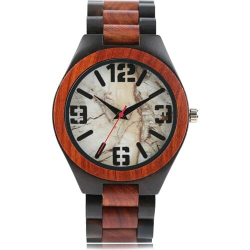 Creative Bamboo Wood Watches Marble Pattern Face Wrist Watch Men Full Handmade Light Quartz Watch Sports Reloj de madera