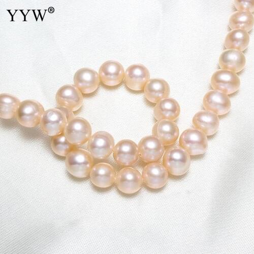 YYW High Quality 8-9mm Cultured Round Freshwater Pearl Beads natural pink Color Sold Per Approx 15.3 Inch Strand