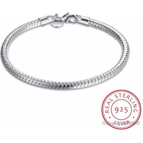 LEKANI Statement 925 Sterling Silver 4mm Snake Chain Bracelet For Women Girl Newest Fine Jewelry