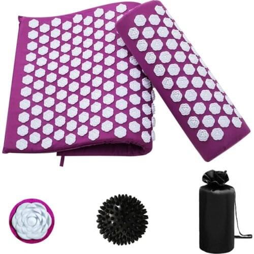Massage Yoga Mat Lotus Spike Cushion Acupressure Mat Muscle Relax Massager Acupoint Acupuncture Yoga Mats Pin Cushion + Pillow