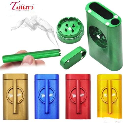 Metal Lighter Shape Tobacco Grinder with Weed Box Storage + Grinder + Pipe Multifunctional Smoking Accessories Kit for Smoker