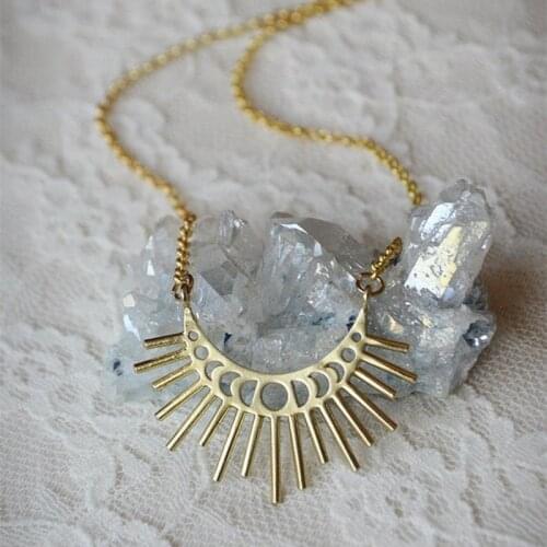 Fashion Unique Gold Necklaces for Women Female Sun Moon Pendant Necklace Girl Fashion Party Jewelry Statement Necklace