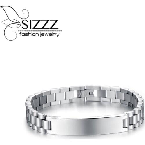 SIZZZ 21cm long 10mm wide simple and smooth surface of Europe and the United States stainless steel Bracelet&Bangles for men